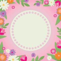 Circular frame. Spring template with copy space, card or banner design. Card for wedding invitation, mother day, international women day vector