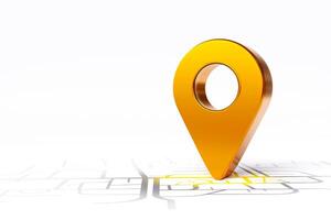 GPS navigation pins on map white background. With copy space and design navigation maps and location destinations. photo