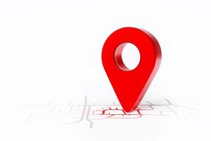 GPS navigation pins on map white background. With copy space and design navigation maps and location destinations. photo