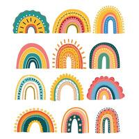 linda arco iris imágenes prediseñadas para niños ilustraciones. vector