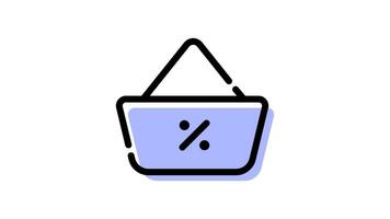 animado compras cesta icono con transparente antecedentes y fácil a utilizar video
