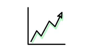 Animated line chart icon with transparent background and easy to use video