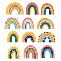 linda arco iris imágenes prediseñadas para niños ilustraciones. vector