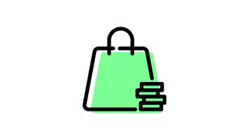 Animated shopping bag icon with transparent background and easy to use video