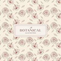 elegancia rojo suave crema mano dibujado mono línea floral botánico flor antecedentes diseño vector