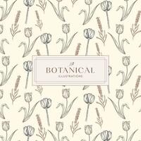 Elegance Red Soft Cream Hand drawn mono-line floral botanical flower background design vector