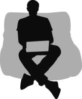 Silhouette man sitting on armchair vector