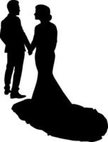 Silhouette of wedding photo on white background vector