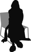 Silhouette woman sitting on armchair vector