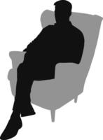 Silhouette man sitting on armchair vector