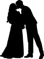 Silhouette of wedding photo on white background vector