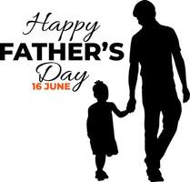 Silhouette happy father's day on white backgound vector