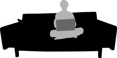 Silhouette man sitting on sofa vector