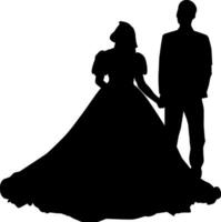 Silhouette of wedding photo on white background vector