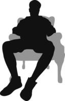 Silhouette man sitting on armchair vector