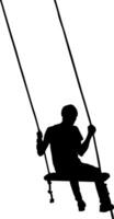 Silhouette a beautiful boy swinging vector