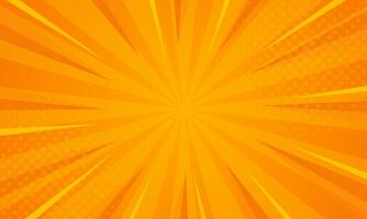 Bright orange-yellow gradient abstract background. Orange comic sunburst effect background with halftone. Suitable for templates, sales banners, events, ads, web, and pages vector