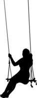 Silhouette a beautiful girl swinging vector