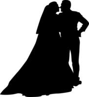 Silhouette of wedding photo on white background vector