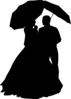 Silhouette of wedding photo on white background vector