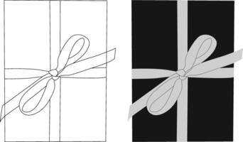 Shillouette and outline gift box vector