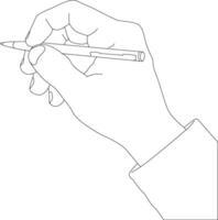 One line drawing hand holding pen vector