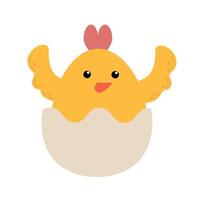 Easter little chick cartoon character isolated on white background. Trendy Easter design. Flat illustration for poster, icon, card, logo, label. vector