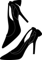 Silhouette ladies shoes on white background vector