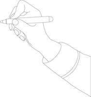 One line drawing hand holding pen vector