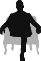 Silhouette man sitting on armchair vector