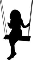 Silhouette a beautiful girl swinging vector