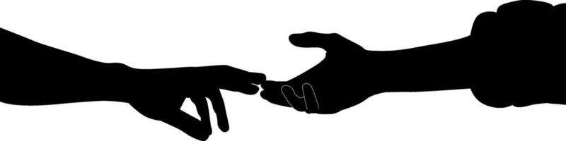 Silhouette couple hand holding vector