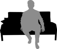 Silhouette man sitting on sofa vector