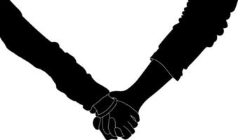 Silhouette couple hand holding vector