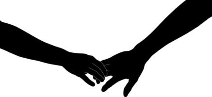 Silhouette couple hand holding vector