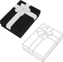 Shillouette and outline gift box vector