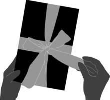 silueta mano participación regalo caja vector