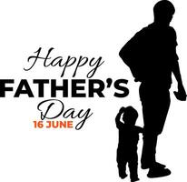 Silhouette happy father's day on white backgound vector