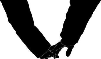 Silhouette couple hand holding vector