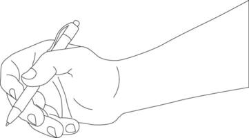 One line drawing hand holding pen vector
