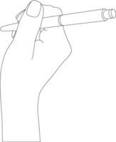 One line drawing hand holding pen vector