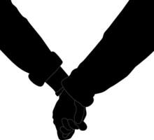 Silhouette couple hand holding vector