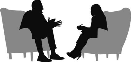 Silhouette man and woman sitting on armchair vector