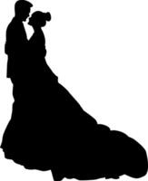 Silhouette of wedding photo on white background vector