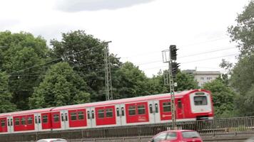 vermelho passageiro trem Hamburgo 4k fundo video