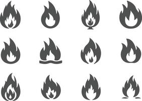 fire icons set grey on white background vector