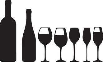 wine bottle and glass vector