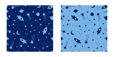 Blue cute galaxy pattern with color variations, bicolor wallpaper design vector