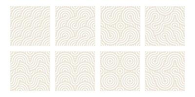 Set of geometric abstract patterns, elegant wave backgrounds, oriental wallpaper collection vector