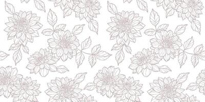 White dahlia seamless pattern backgorund, elegant floral print, vintage wallpaper design with daisy flowers vector